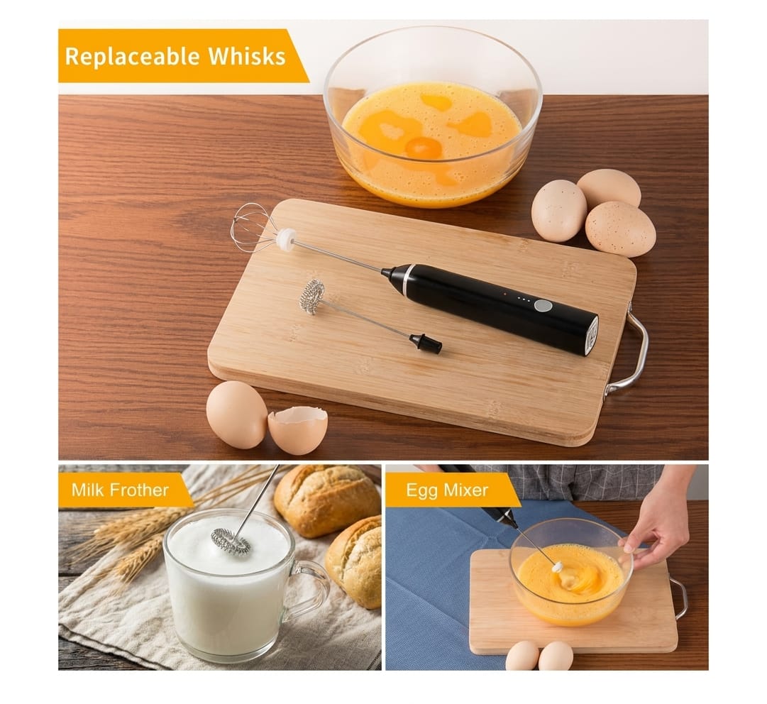 Rechargeable Electric Milk Frother | USB Coffee Whisk & Foam Maker for Lattes, Cappuccinos & Matcha