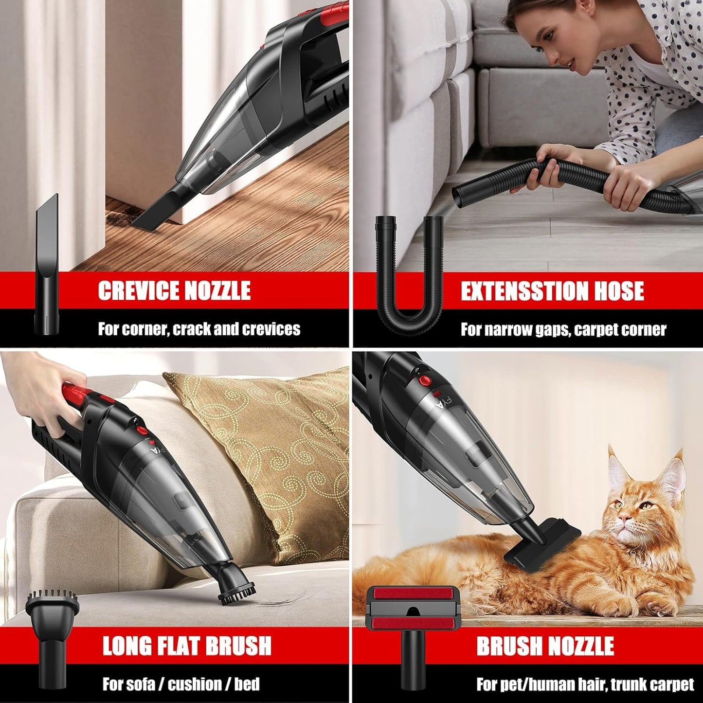 4-in-1 Cordless Handheld Vacuum Cleaner | High Suction | USB Rechargeable | Car & Home Cleaning