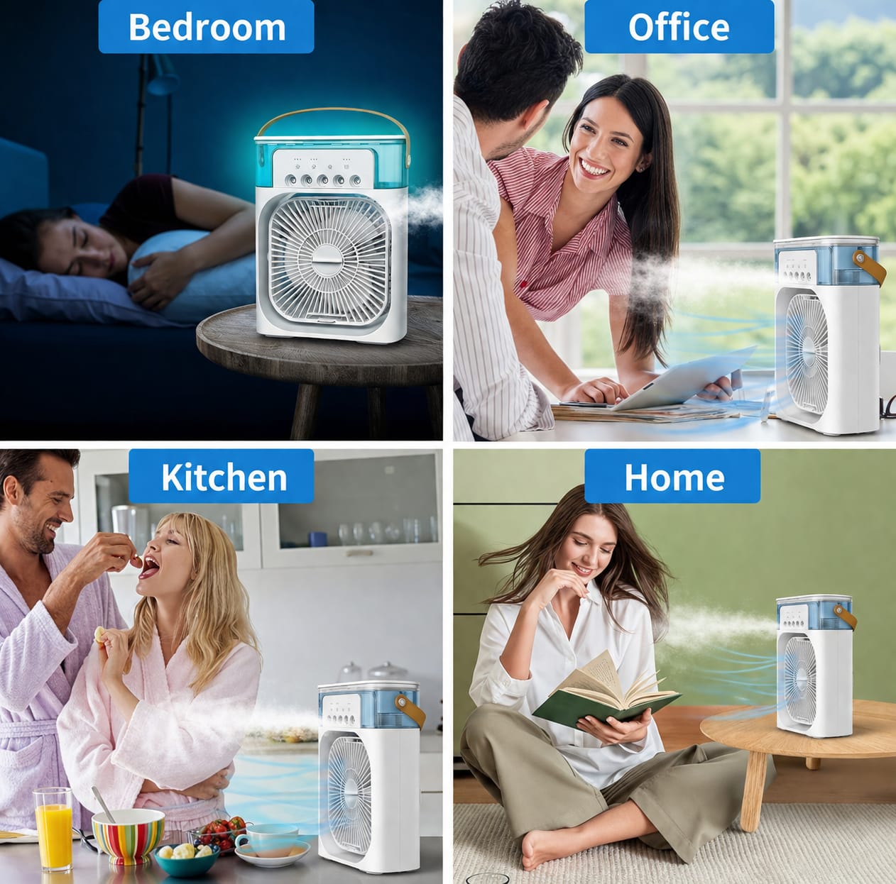 Portable Mini Air Conditioner Fan | 5 Mist Spray Cooling | USB Rechargeable | 3-Speed Personal Air Cooler for Home, Office & Travel