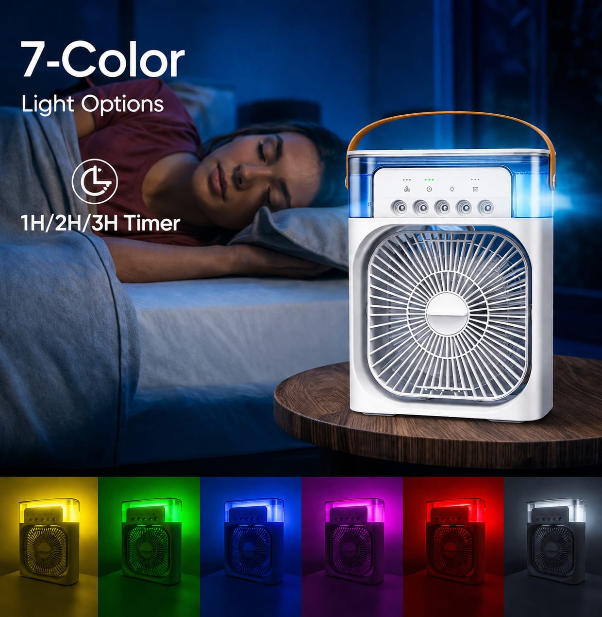 Portable Mini Air Conditioner Fan | 5 Mist Spray Cooling | USB Rechargeable | 3-Speed Personal Air Cooler for Home, Office & Travel