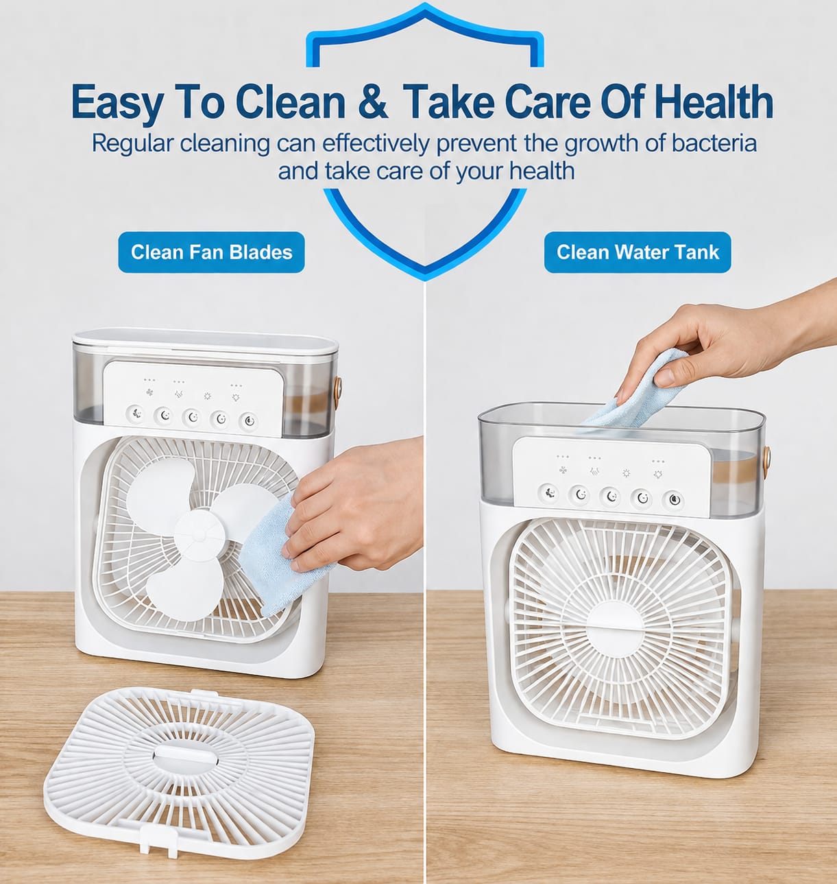 Portable Mini Air Conditioner Fan | 5 Mist Spray Cooling | USB Rechargeable | 3-Speed Personal Air Cooler for Home, Office & Travel
