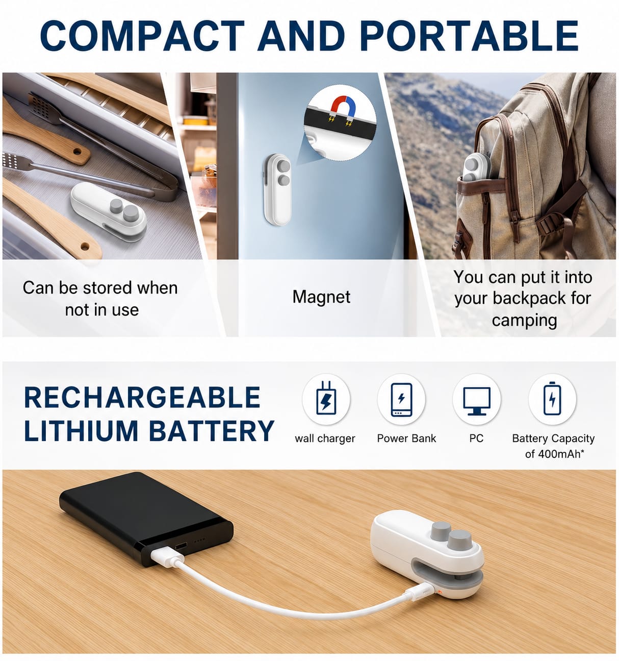Portable Mini Sealing Machine, Handheld Packet Sealer for Food, Snacks, Chips, Fresh Storage, Plastic Bags Sealing Machine