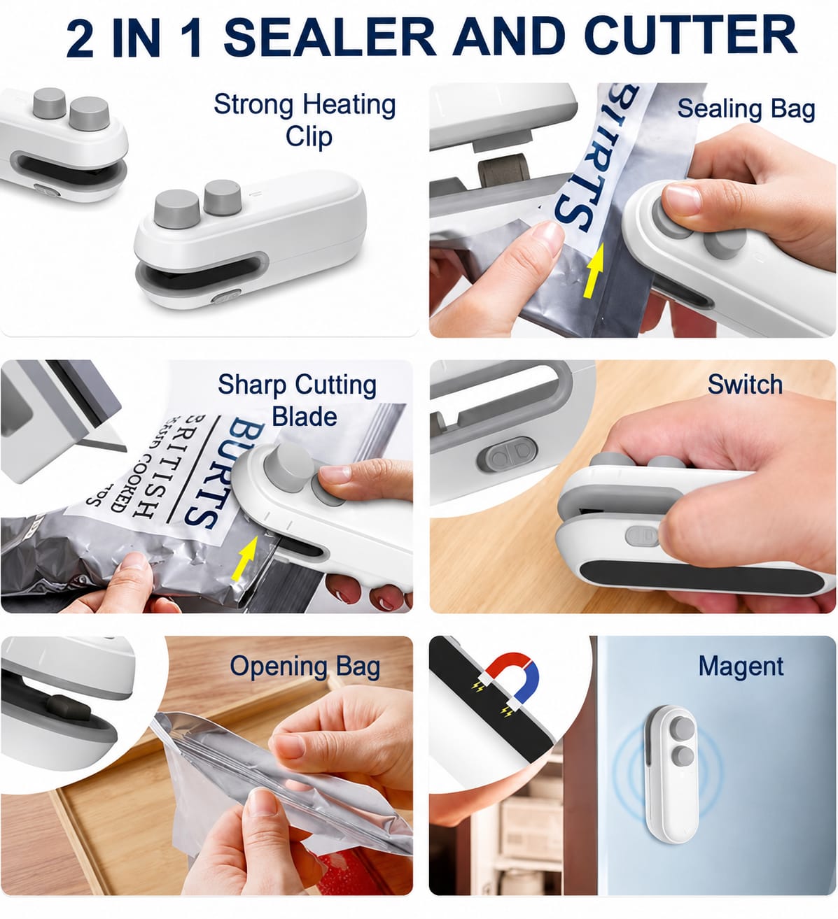 Portable Mini Sealing Machine, Handheld Packet Sealer for Food, Snacks, Chips, Fresh Storage, Plastic Bags Sealing Machine
