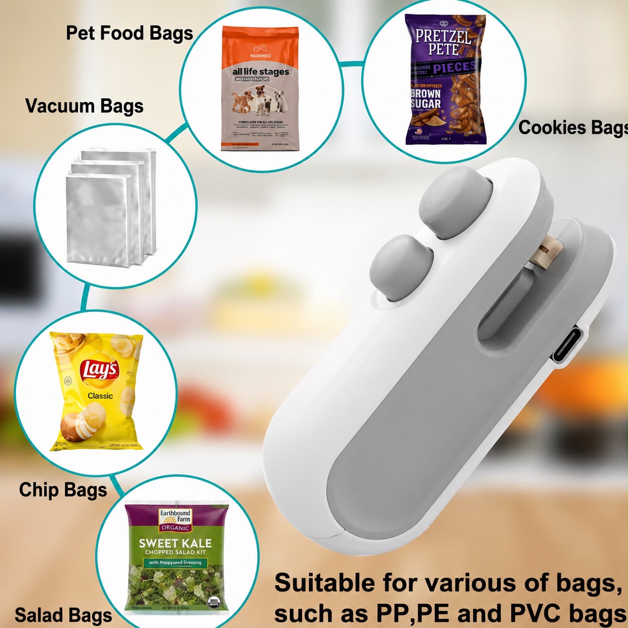 Portable Mini Sealing Machine, Handheld Packet Sealer for Food, Snacks, Chips, Fresh Storage, Plastic Bags Sealing Machine