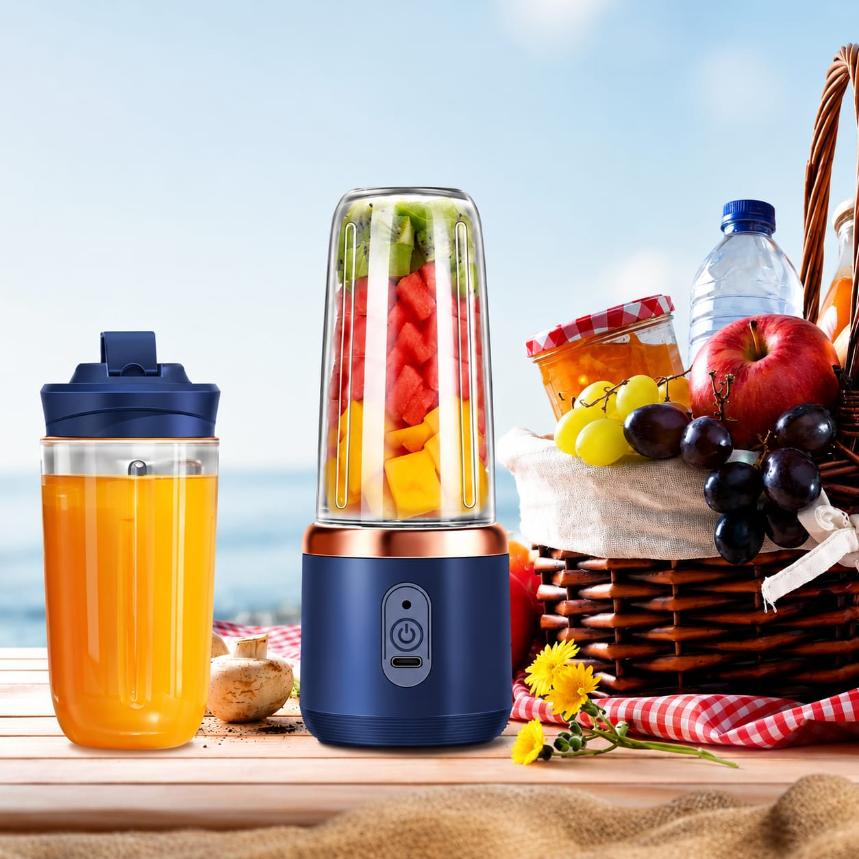 Portable USB Rechargeable Blender | High-Speed Personal Smoothie & Juice Maker | Leakproof Travel Bottle