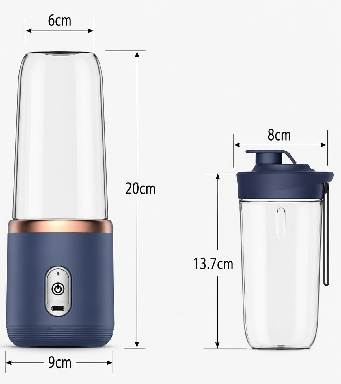 Portable USB Rechargeable Blender | High-Speed Personal Smoothie & Juice Maker | Leakproof Travel Bottle