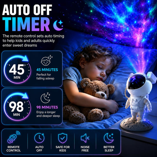 Astronaut Light Lamp Galaxy Projector with 360° Adjustable Head & Star Nebula Effects, Galaxy Projector Light for Bedroom, Remote Control Night Light for Home & Kids