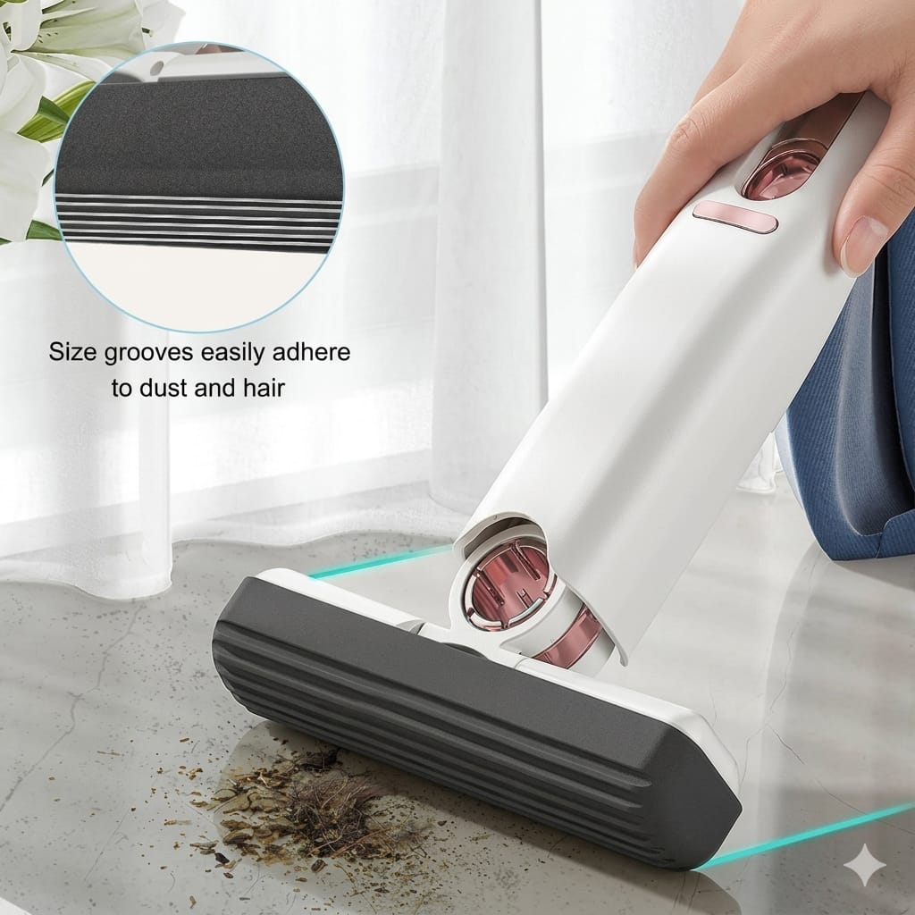 Mini Mop for Kitchen, Floor, Glass, Car & More - 2 Sponges, Self Squeeze, Strong Absorbent, Wet & Dry Use, Multicolour, ABS & Sponge Material, Wet and Dry USE