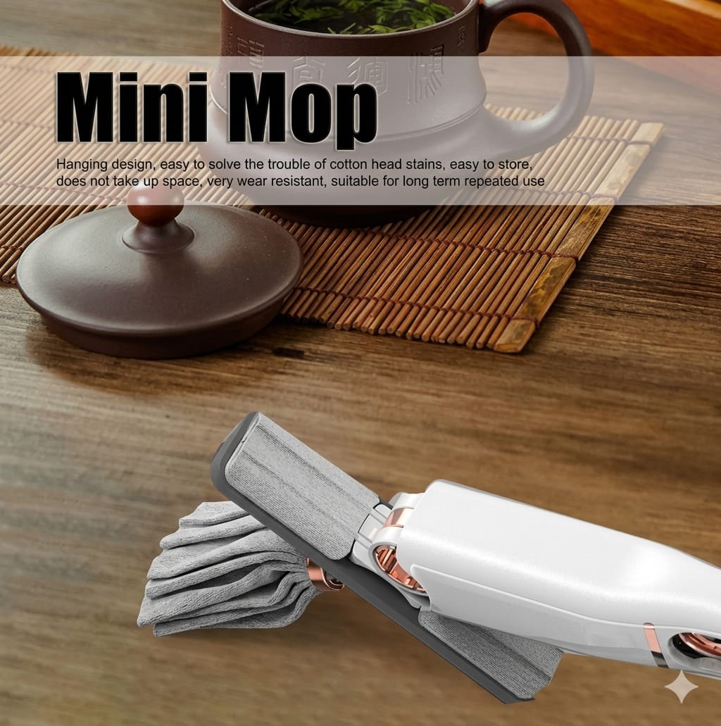 Mini Mop for Kitchen, Floor, Glass, Car & More - 2 Sponges, Self Squeeze, Strong Absorbent, Wet & Dry Use, Multicolour, ABS & Sponge Material, Wet and Dry USE