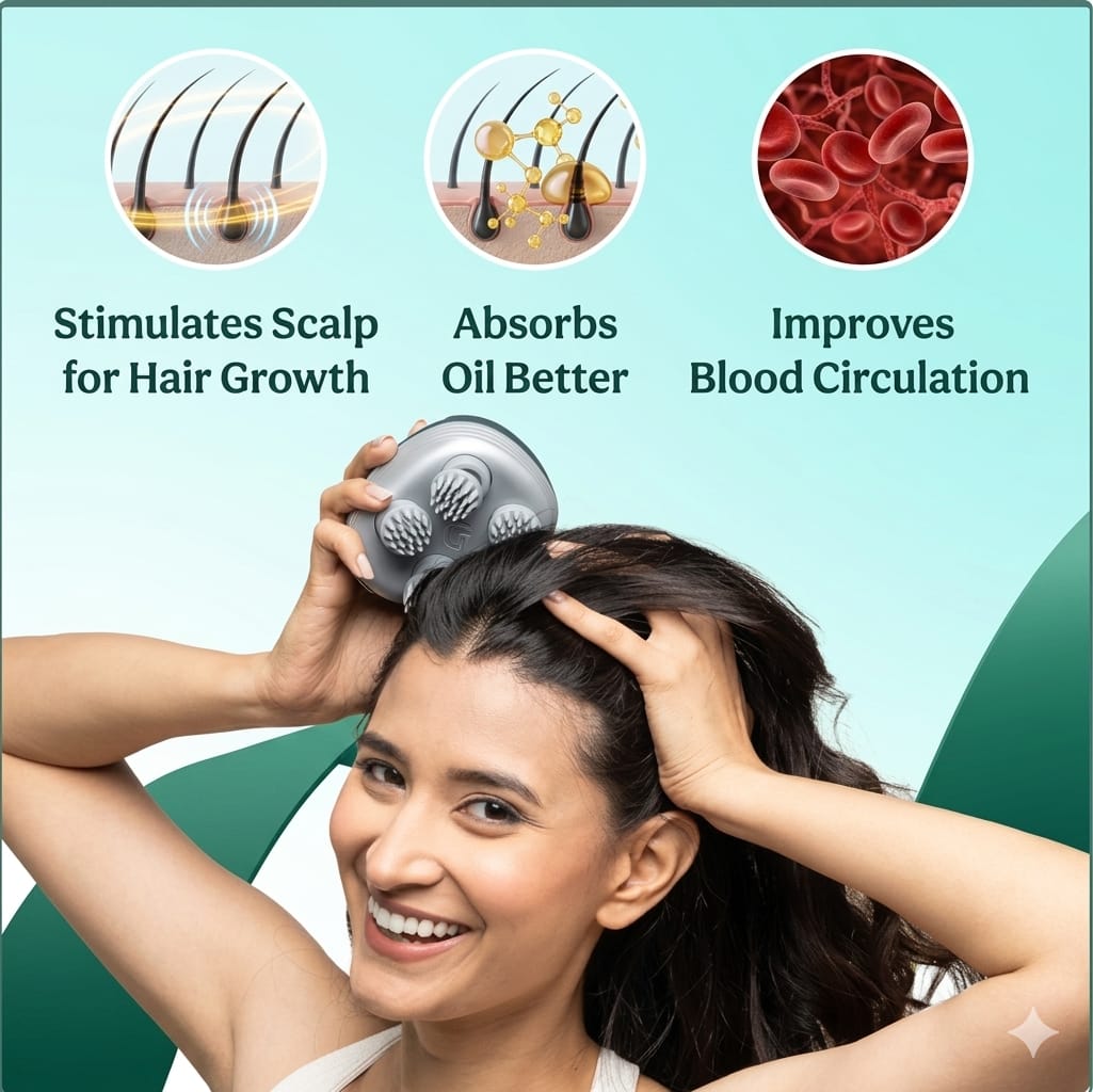 Scalp Massager | 96 Silicon Kneading Points with Detachable Heads | Scalp, Body & Head Massager for Hair Growth