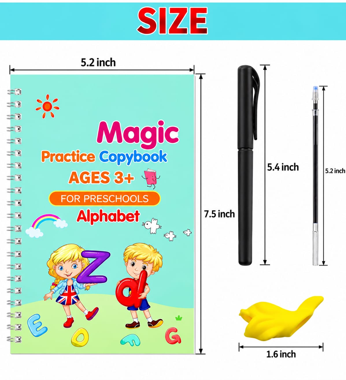 CartClove SmartStart Magic Writing & Learning Workbook Set for Kids – Reusable Handwriting, Alphabet, Numbers, Math & Drawing Practice Kit