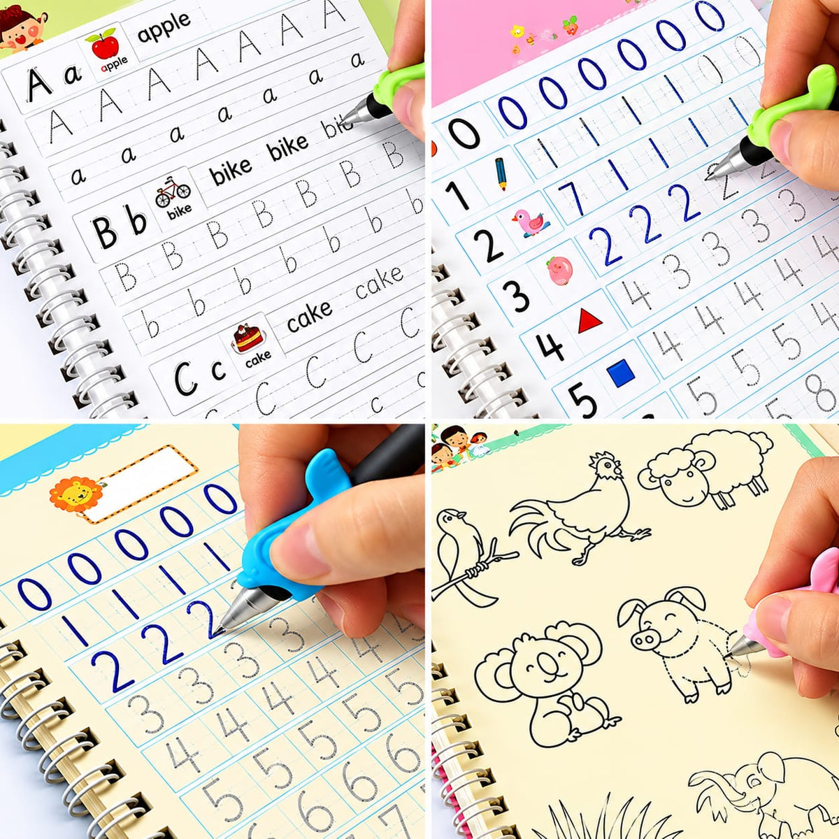 CartClove SmartStart Magic Writing & Learning Workbook Set for Kids – Reusable Handwriting, Alphabet, Numbers, Math & Drawing Practice Kit