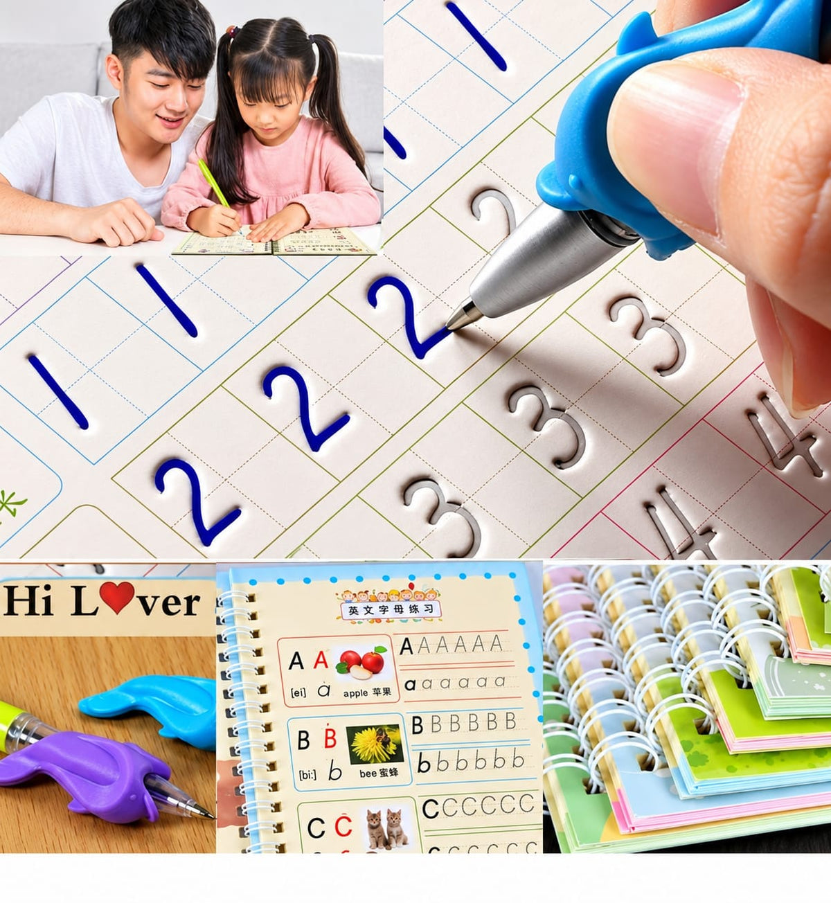 CartClove SmartStart Magic Writing & Learning Workbook Set for Kids – Reusable Handwriting, Alphabet, Numbers, Math & Drawing Practice Kit