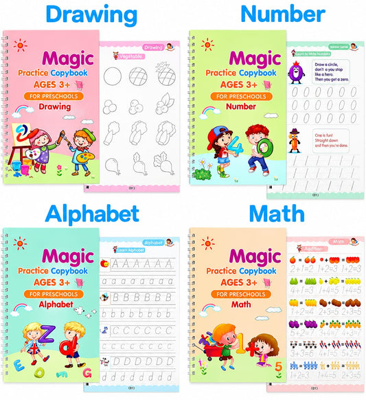 CartClove SmartStart Magic Writing & Learning Workbook Set for Kids – Reusable Handwriting, Alphabet, Numbers, Math & Drawing Practice Kit