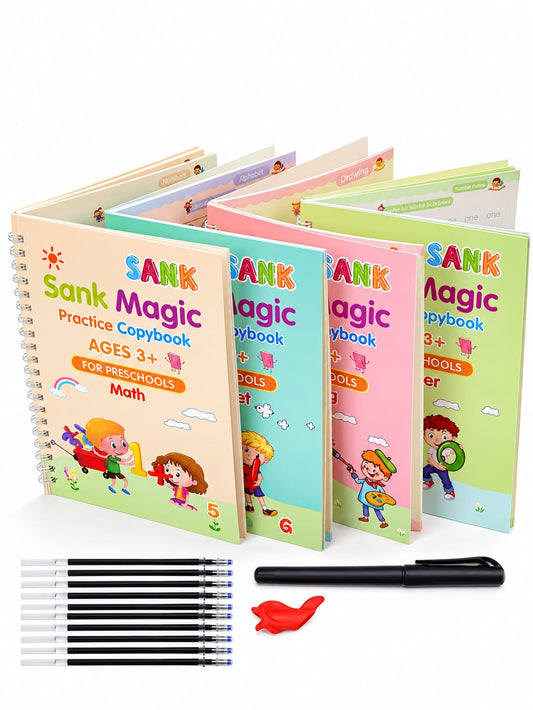 CartClove SmartStart Magic Writing & Learning Workbook Set for Kids – Reusable Handwriting, Alphabet, Numbers, Math & Drawing Practice Kit