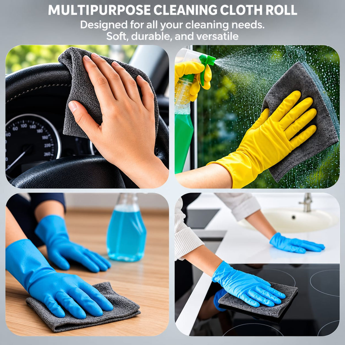 CartClove CleanPro Tear & Shine Reusable Microfiber Cleaning Cloth Roll – Super-Absorbent Multi-Purpose Wipes for Kitchen, Home, Car & Everyday Cleaning